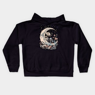 Cute Moon & Cottagecore Mushroom & Floral lovers  Magical Moon Kids Hoodie